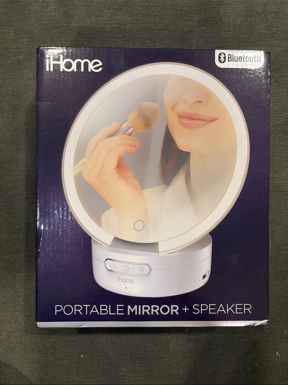 iHome White LED Portable Mirror with Bluetooth Speaker